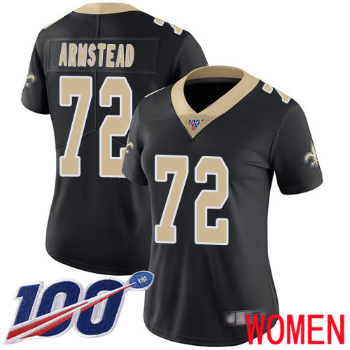 New Orleans Saints Limited Black Women Terron Armstead Home Jersey NFL Football #72 100th Season Vapor Untouchable Jersey
